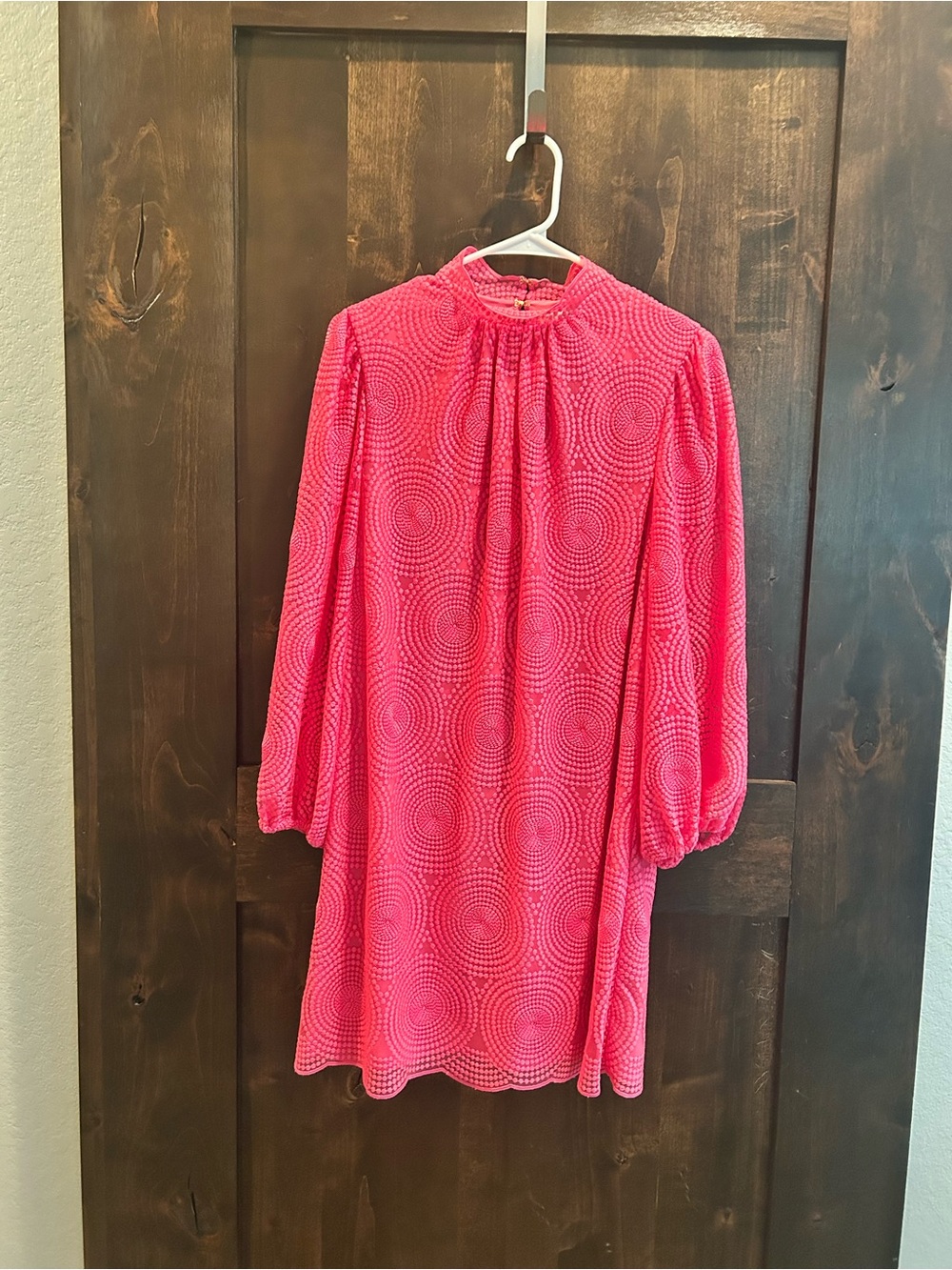 Trina Turk Hot Pink Long Sleeve Textured Shift Dress - New With Tags